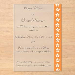 Charming Sakura in Orange Acrylic Wedding Invitations