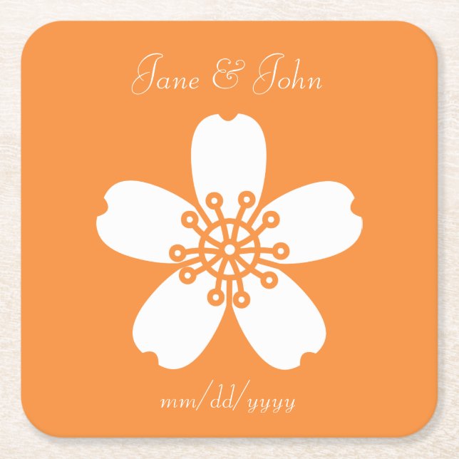 Charming Sakura in Orange Paper Coaster (Front)