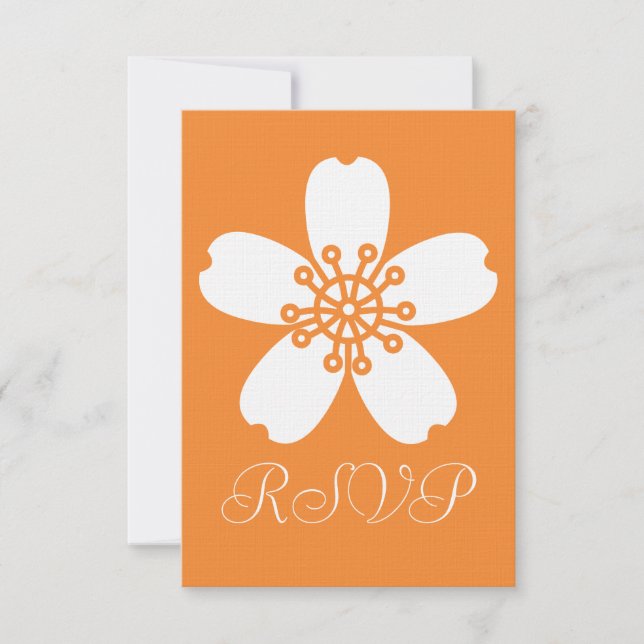 Charming Sakura in Orange RSVP Card (Front)