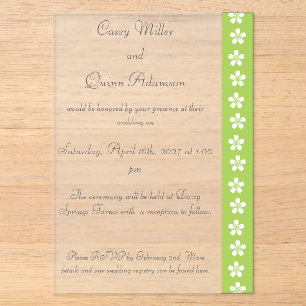 Charming Sakura in Peridot Acrylic Wedding Invitations