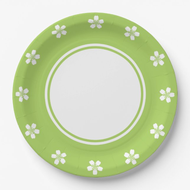 Charming Sakura in Peridot Paper Plate (Front)
