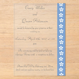 Charming Sakura in Periwinkle Acrylic Wedding Invitations