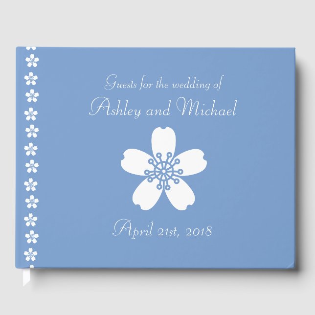 Charming Sakura in Periwinkle Guest Book (Front)