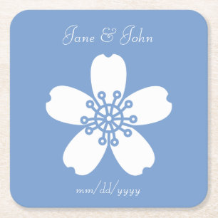 Charming Sakura in Periwinkle Paper Coaster