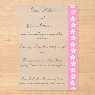 Charming Sakura in Petal Pink Acrylic Wedding Invitations