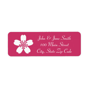 Charming Sakura in Raspberry Return Address Label