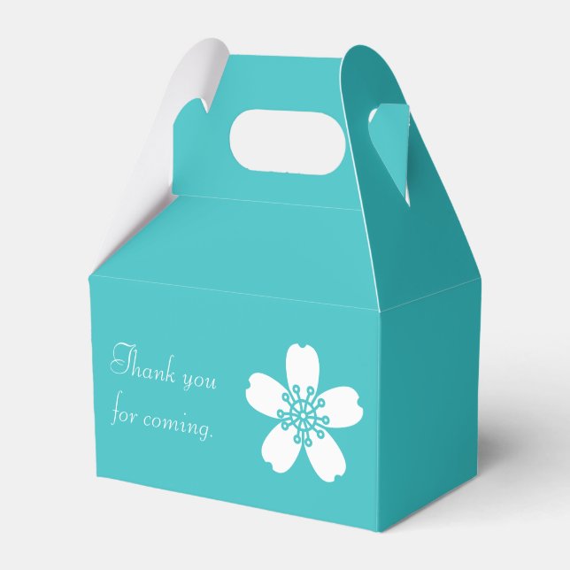 Charming Sakura in Turquoise Favour Box (Front Side)