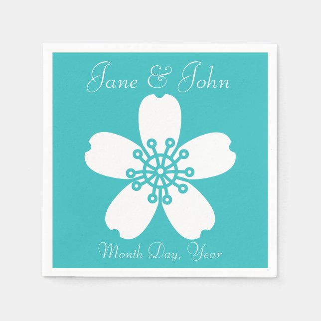 Charming Sakura in Turquoise Napkins (Front)