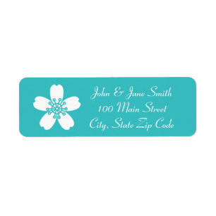 Charming Sakura in Turquoise Return Address Label