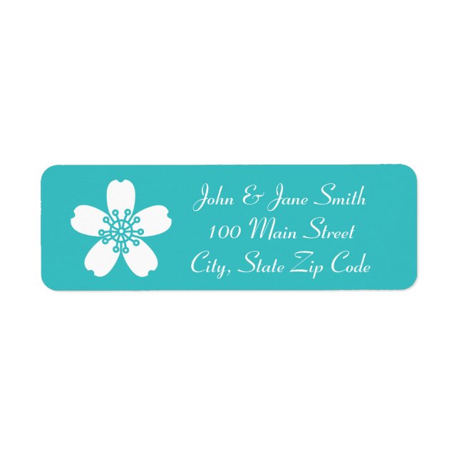 Charming Sakura in Turquoise Return Address Label (Front)