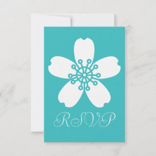Charming Sakura in Turquoise RSVP Card