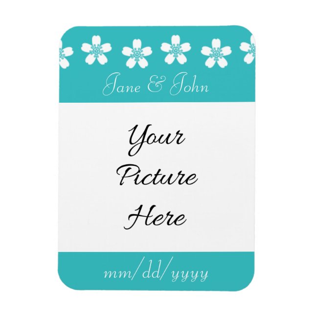 Charming Sakura in Turquoise Save-the-Date Magnet (Vertical)