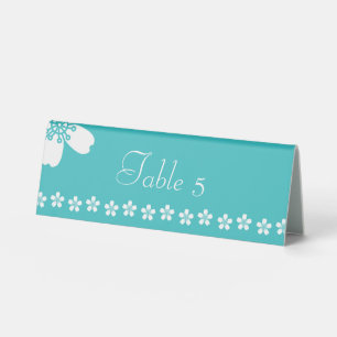 Charming Sakura in Turquoise Table Tent Sign