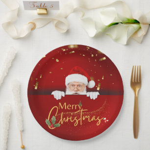 Charming Santa Claus Merry Christmas Festive Paper Plate