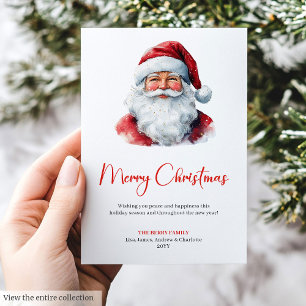 Charming Santa Claus Red Green Rustic Holiday Card