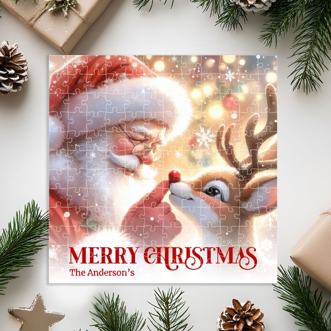 Charming Santa Claus Rudolph Personalized Kids Gif Jigsaw Puzzle (Charming Santa Claus Rudolph Personalized Kids Holiday Puzzle

)