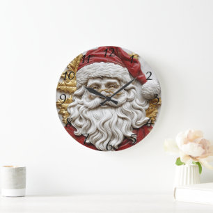 Charming Santa sculpture embodies Christmas Large Clock