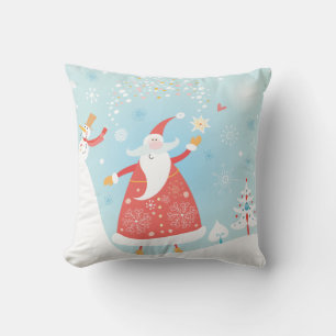 Charming Santa & Snowman Throw Pillow 16" x 16"