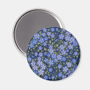 Charming Scattered Periwinkle Flowers Deep Blue Magnet