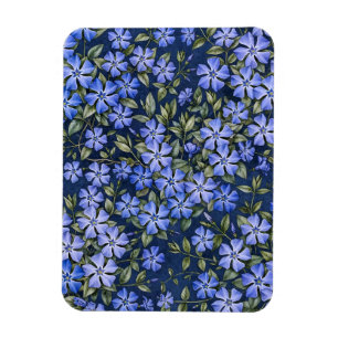 Charming Scattered Periwinkle Flowers Deep Blue Magnet