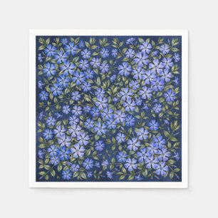 Charming Scattered Periwinkle Flowers Deep Blue Napkin