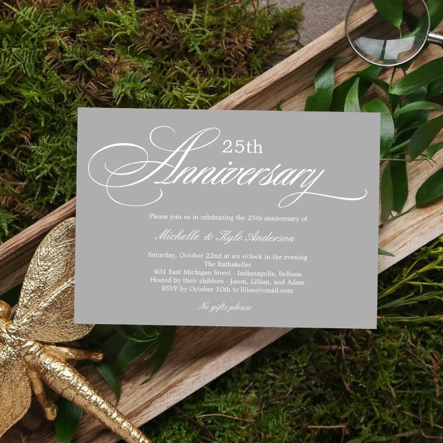Charming Script Anniversary Invitation - Silver (Creator Uploaded)