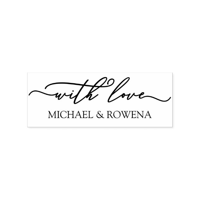 Charming Script With Love Your Names Rubber Stamp (Imprint)