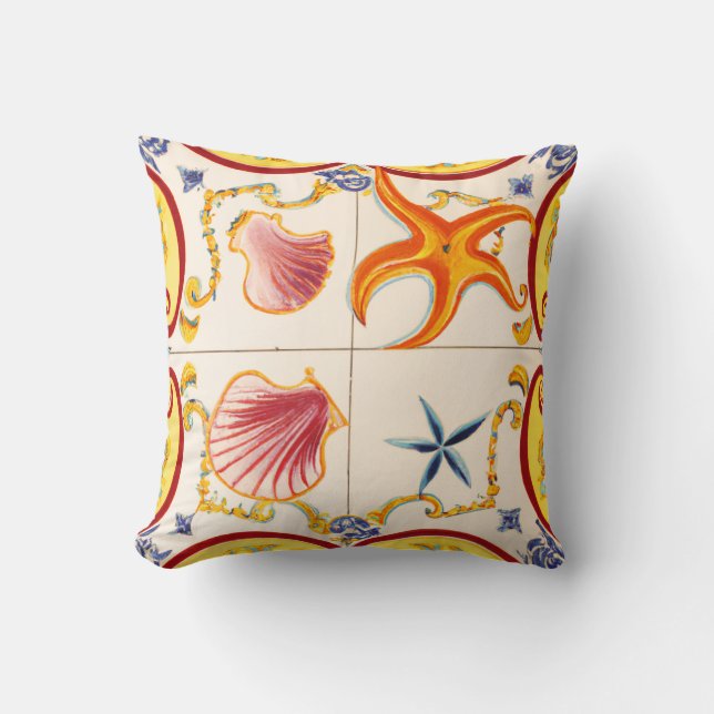 Charming Seashells and Starfish Cushion (Front)