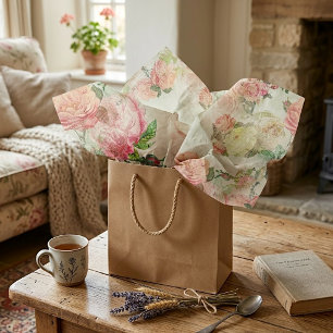 Charming Shabby Chic Blush Pink Roses Art Pattern Tissue Paper