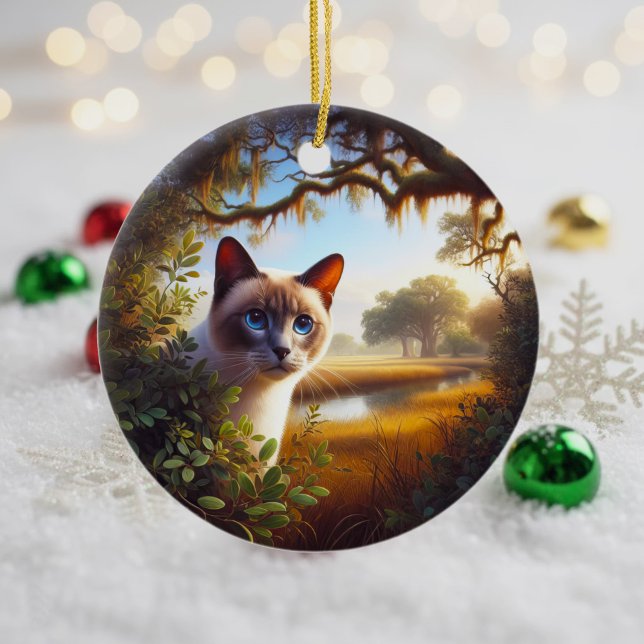 Charming Siamese Cat Keepsake Ceramic Ornament (Creator Uploaded)