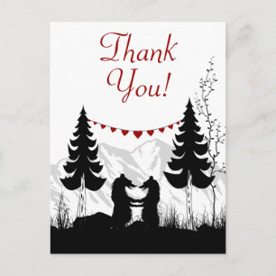 Charming Silhouette Mountain Bears Thank You Postcard