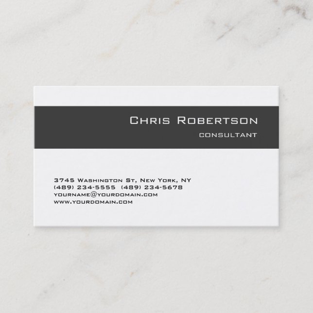 Charming Simple Grey White Stripe Business Card (Front)