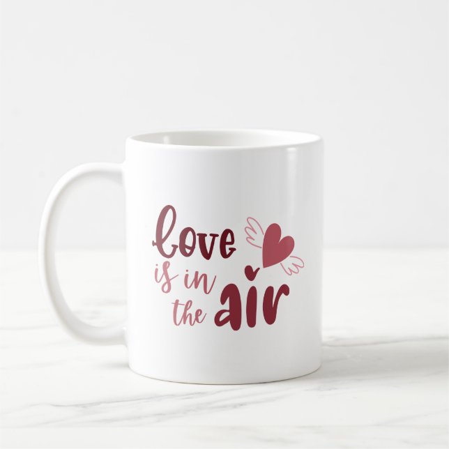 Charming Simple Love Sweet Hand Flying Heart Coffee Mug (Left)