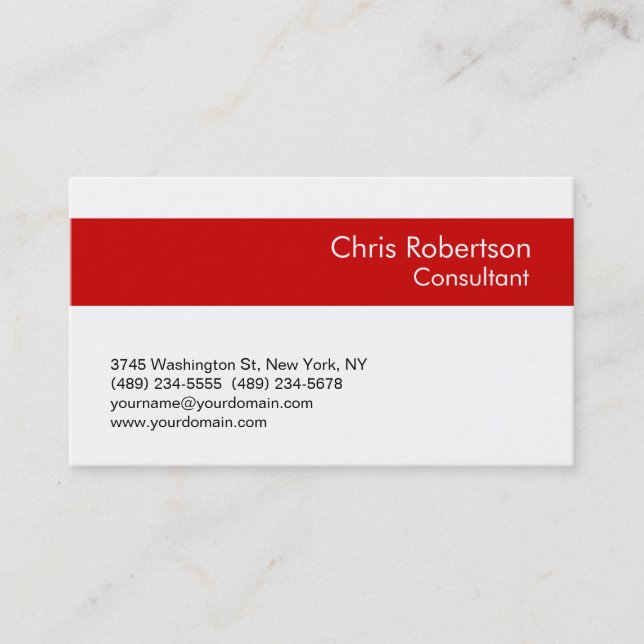 Charming Simple White Red Stripe Business Card (Front)