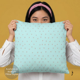 Charming Simply Pink Bows Pattern in Turqouise Cushion