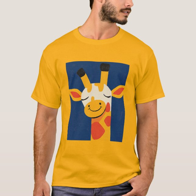 Charming Smiling Giraffe – Playful Joyful Portrait T-Shirt (Front)