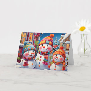 Charming Snowmen Family Festive  Card