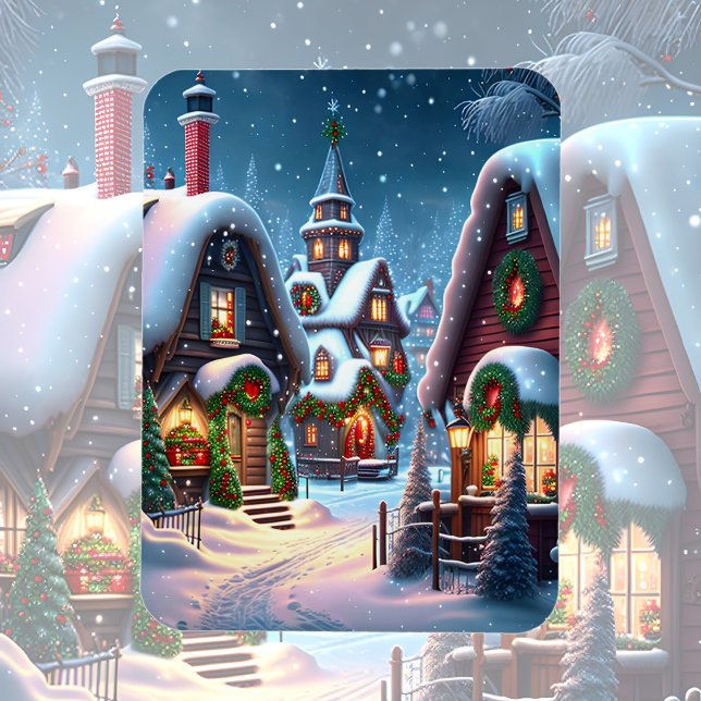 Charming snowy Christmas village  Magnet (Creator Uploaded)