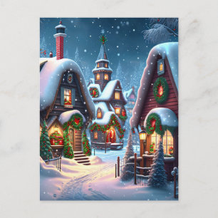 Charming snowy Christmas village  Postcard