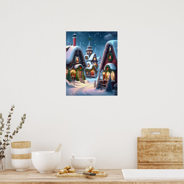 Charming snowy Christmas village  Poster (Kitchen)