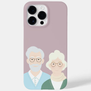 Charming Soft Pink Minimalist Grandparents Cartoon Case-Mate iPhone 14 Pro Max Case