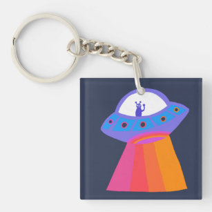 Charming Space Aliens Martians UFO Cute Key Ring