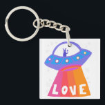 Charming Space Aliens Martians UFO Cute LOVE Key Ring<br><div class="desc">Hope you like thisfun  design. Add your own text to the front. Check my shop for more matching items like stickers,  mugs,  cards,  wrapping paper,  shirts,  towels,  as well as other patterns. Thanks for shopping with me! if you'd like something custom let me know!</div>