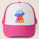 Charming Space Aliens Martians UFO Cute LOVE Trucker Hat<br><div class="desc">Hope you like this fun  design. Add your own text to the front or back. Check my shop for more matching items like stickers,  mugs,  cards,  tshirts,  towels,  wrapping paper as well as other patterns. Thanks for shopping with me! if you'd like something custom let me know!</div>