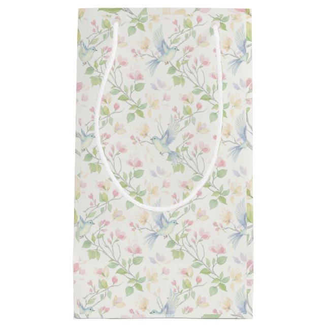 Charming Spring Bird and Floral  Small Gift Bag (Front)