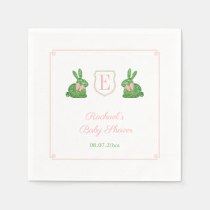 Charming Spring Bunny Girl Baby Shower Party Napkin