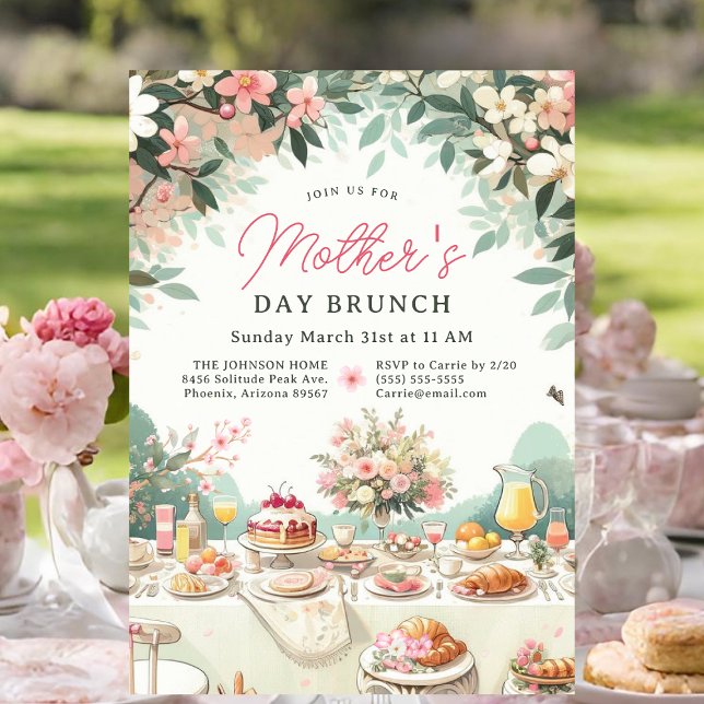 Charming Spring Floral Mother's Day Brunch Invitation (Mother's Day Brunch Invitation.)