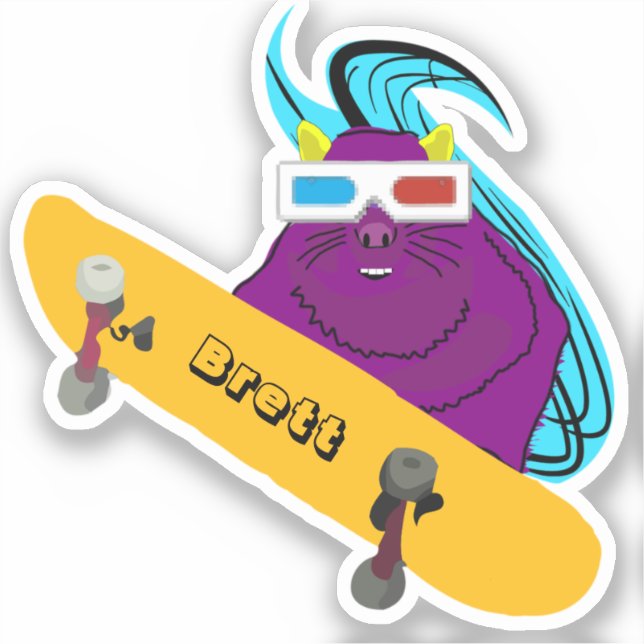 Charming Squirrel Humourous Skateboard Decal (Front)