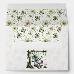Charming St. Patrick’s Day Gnome and Clovers Envelope
