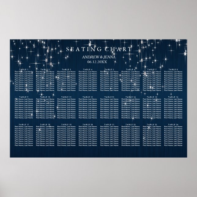Charming Star Struck Wedding - 24 Table Poster (Front)